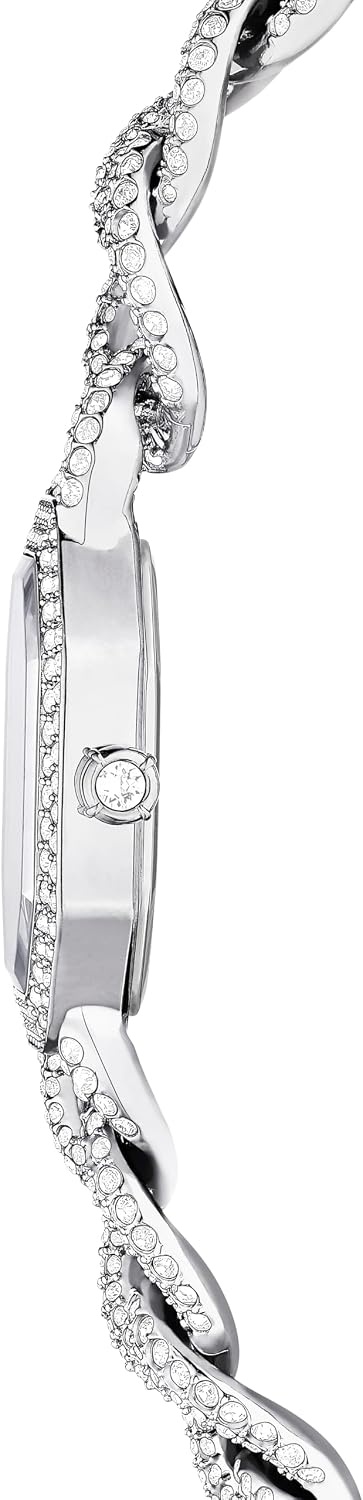 image:imageDextera Chain amp Crystal Watch Interlocking Stainless Steel with Pave Crystal Bracelet Band Octagon Shaped Oval Face with Embellished Crystals Swiss Made Part of the Dextera Watch Collection