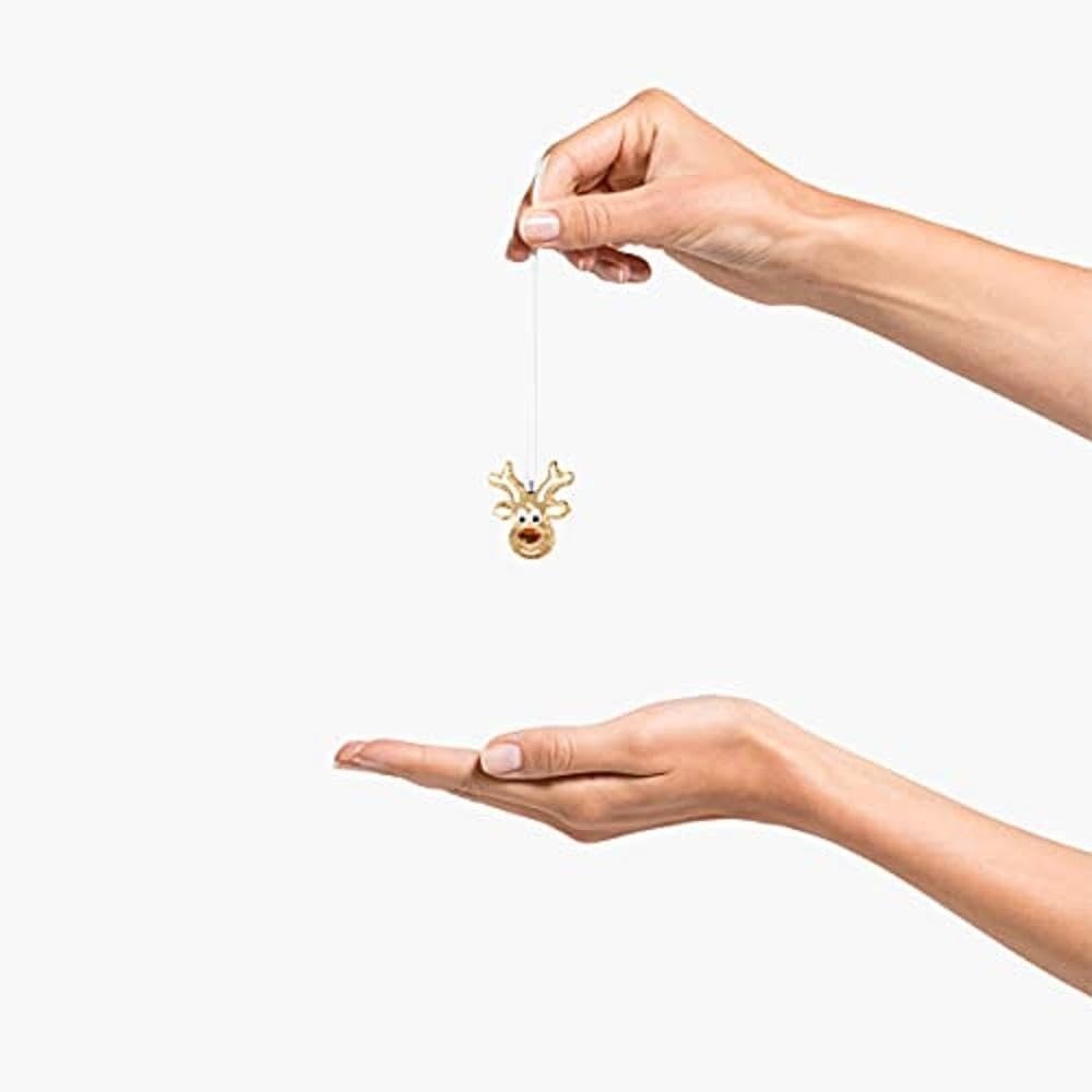 image:imageSWAROVSKI Gingerbread Reindeer Ornament for Hanging on a Tree or for Display Gold Crystal with Copper Accent and Print Face Part of The Swarovski Joyful Ornaments CollectionGingerbread Reindeer