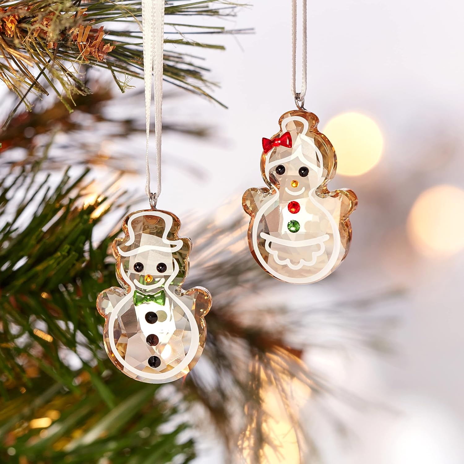 image:imageSWAROVSKI Gingerbread Reindeer Ornament for Hanging on a Tree or for Display Gold Crystal with Copper Accent and Print Face Part of The Swarovski Joyful Ornaments CollectionGingerbread Couple