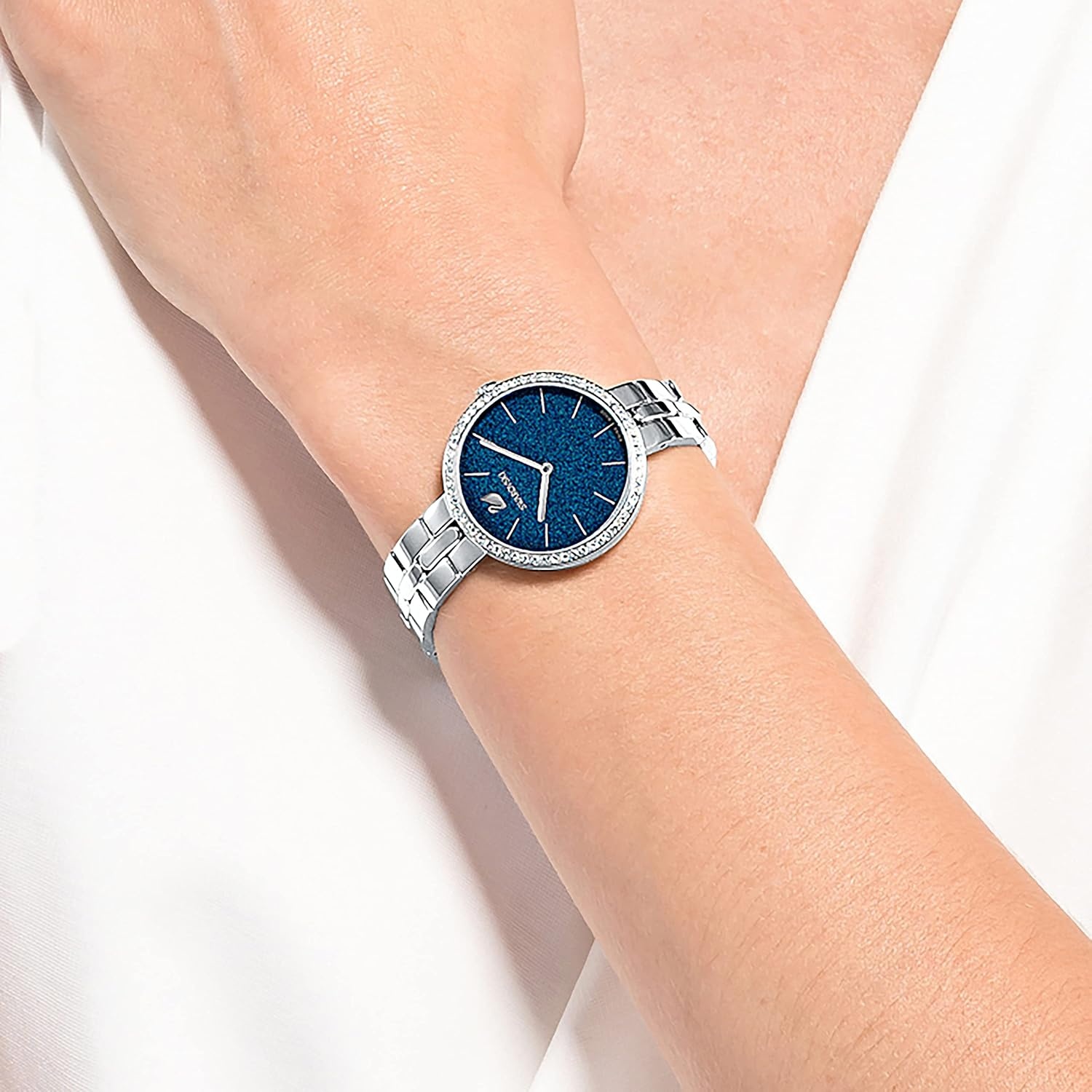 image:imageSwarovski Cosmopolitan Crystal Watch Clear Crystals Rose Gold Tone Finish Swiss Made Part of The Cosmopolitan Watch CollectionBlue Crystal