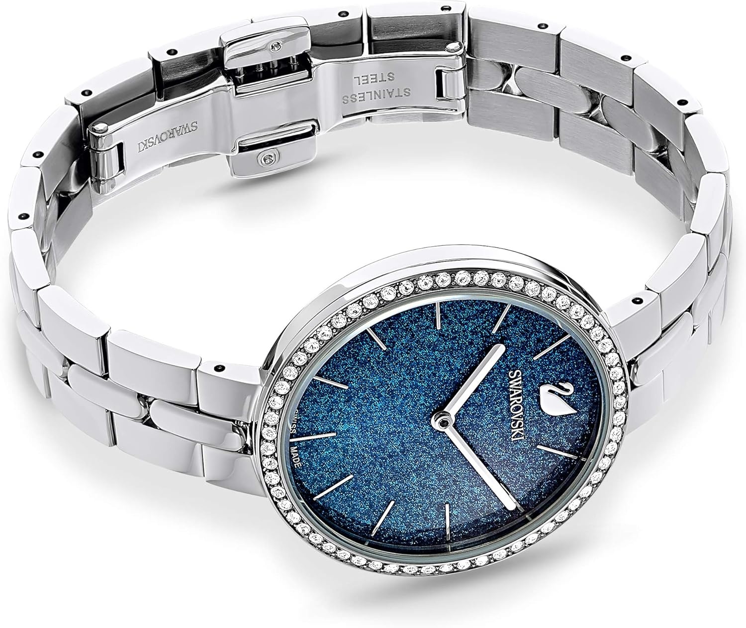 image:imageSwarovski Cosmopolitan Crystal Watch Clear Crystals Rose Gold Tone Finish Swiss Made Part of The Cosmopolitan Watch CollectionBlue Crystal