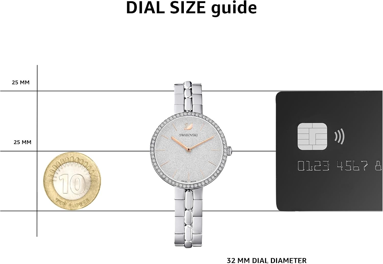 image:imageSwarovski Cosmopolitan Crystal Watch Clear Crystals Rose Gold Tone Finish Swiss Made Part of The Cosmopolitan Watch CollectionStanless Steel
