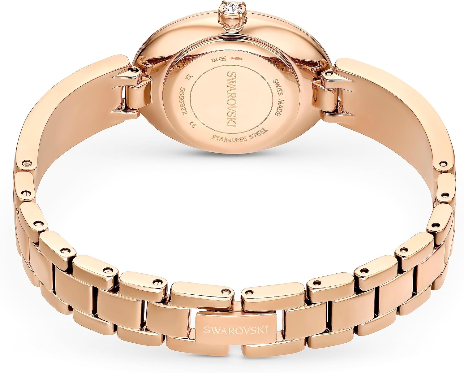 image:imageSwarovski Crystal Rock Oval Watch Metal Bracelet Blue Rose GoldTone Finish Swiss Made Part of The Crystal Rock Watch CollectionBlue Crystal Rock
