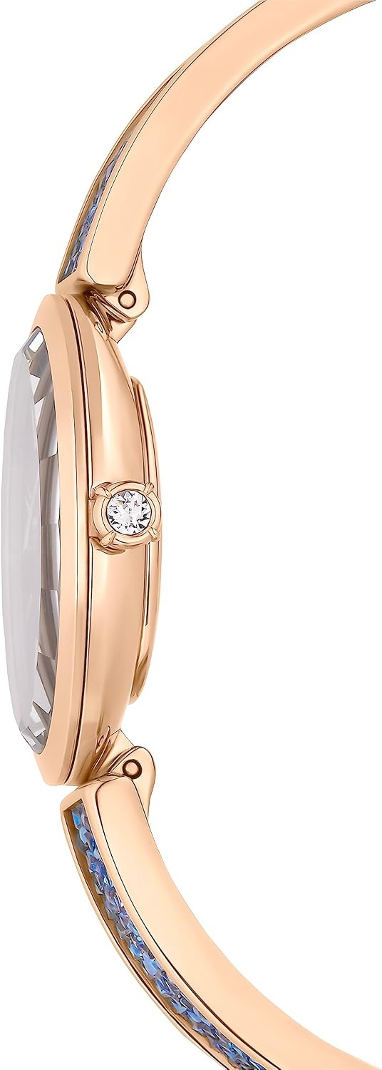 image:imageSwarovski Crystal Rock Oval Watch Metal Bracelet Blue Rose GoldTone Finish Swiss Made Part of The Crystal Rock Watch CollectionBlue Crystal Rock