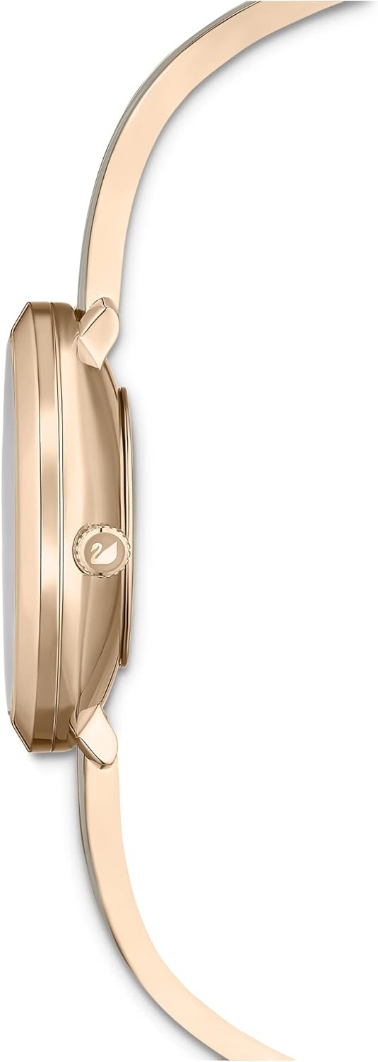 image:imageSwarovski Crystalline Aura Watch Taupe Leather Strap RoseGold Tone Finish Clear Crystals Swiss Made Part of The Crystalline Watch CollectionRose Gold Tone