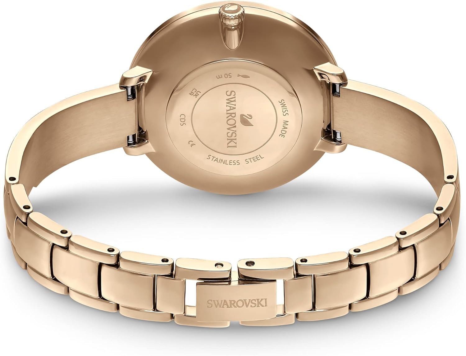 image:imageSwarovski Crystalline Aura Watch Taupe Leather Strap RoseGold Tone Finish Clear Crystals Swiss Made Part of The Crystalline Watch CollectionRose Gold Tone