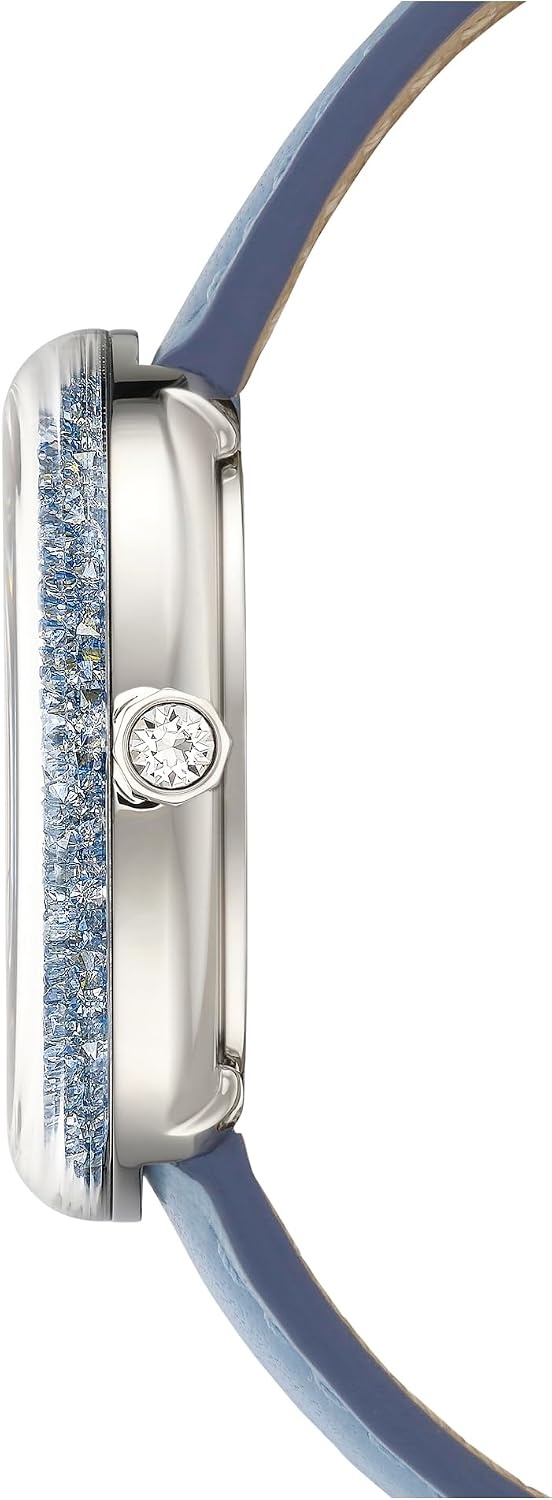 image:imageSwarovski Crystalline Lustre Leather Strap Band Swiss Made Stainless Steel Domed Saphire Glass 33mm 3460 Blue CrystalsBlue Leather Band