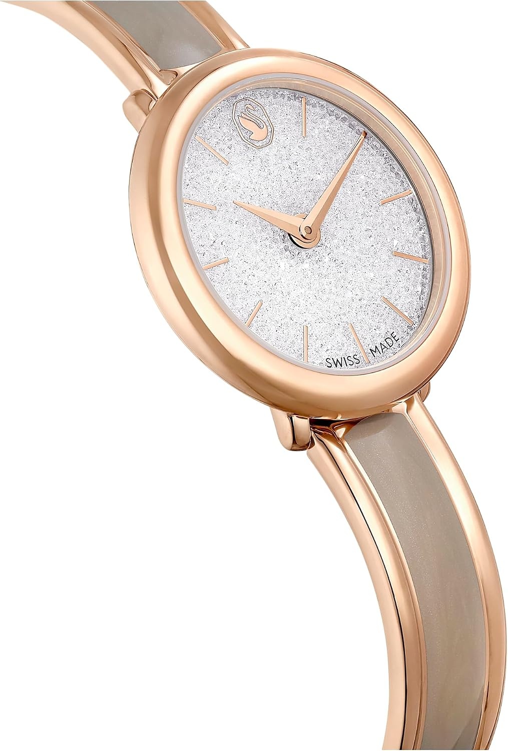 image:imageSwarovski Crystalline Lustre Leather Strap Band Swiss Made Stainless Steel Domed Saphire Glass 33mm 3460 Blue CrystalsRose Gold Tone Metal Band