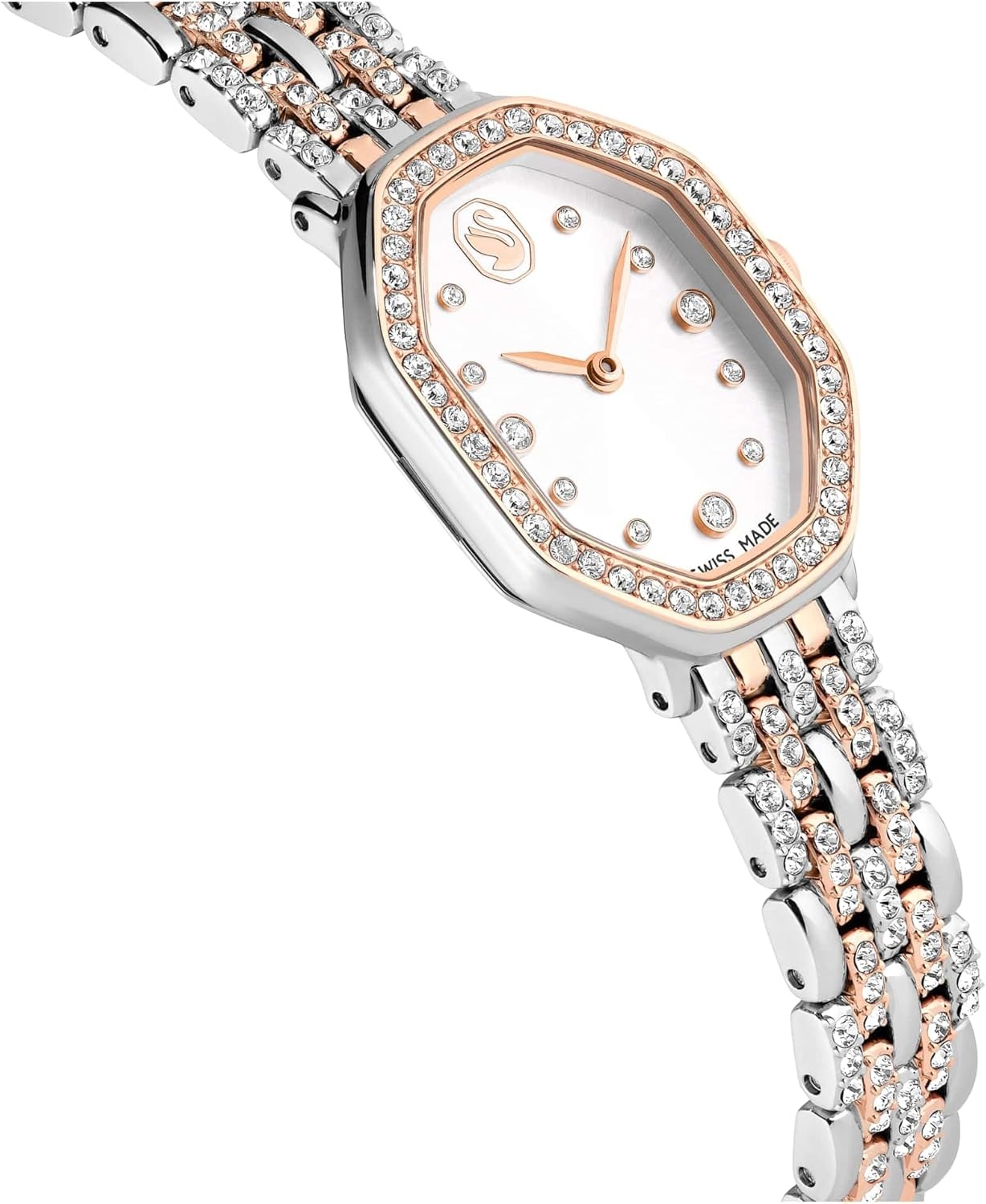 image:imageSwarovski Dextera Octagon Watch Swiss Made Metal Bracelet Silver Tone Rose GoldTone Finish