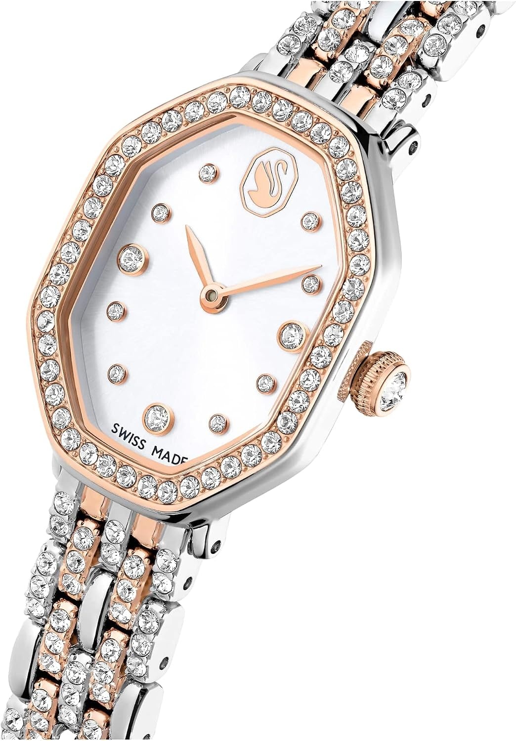 image:imageSwarovski Dextera Octagon Watch Swiss Made Metal Bracelet Silver Tone Rose GoldTone Finish