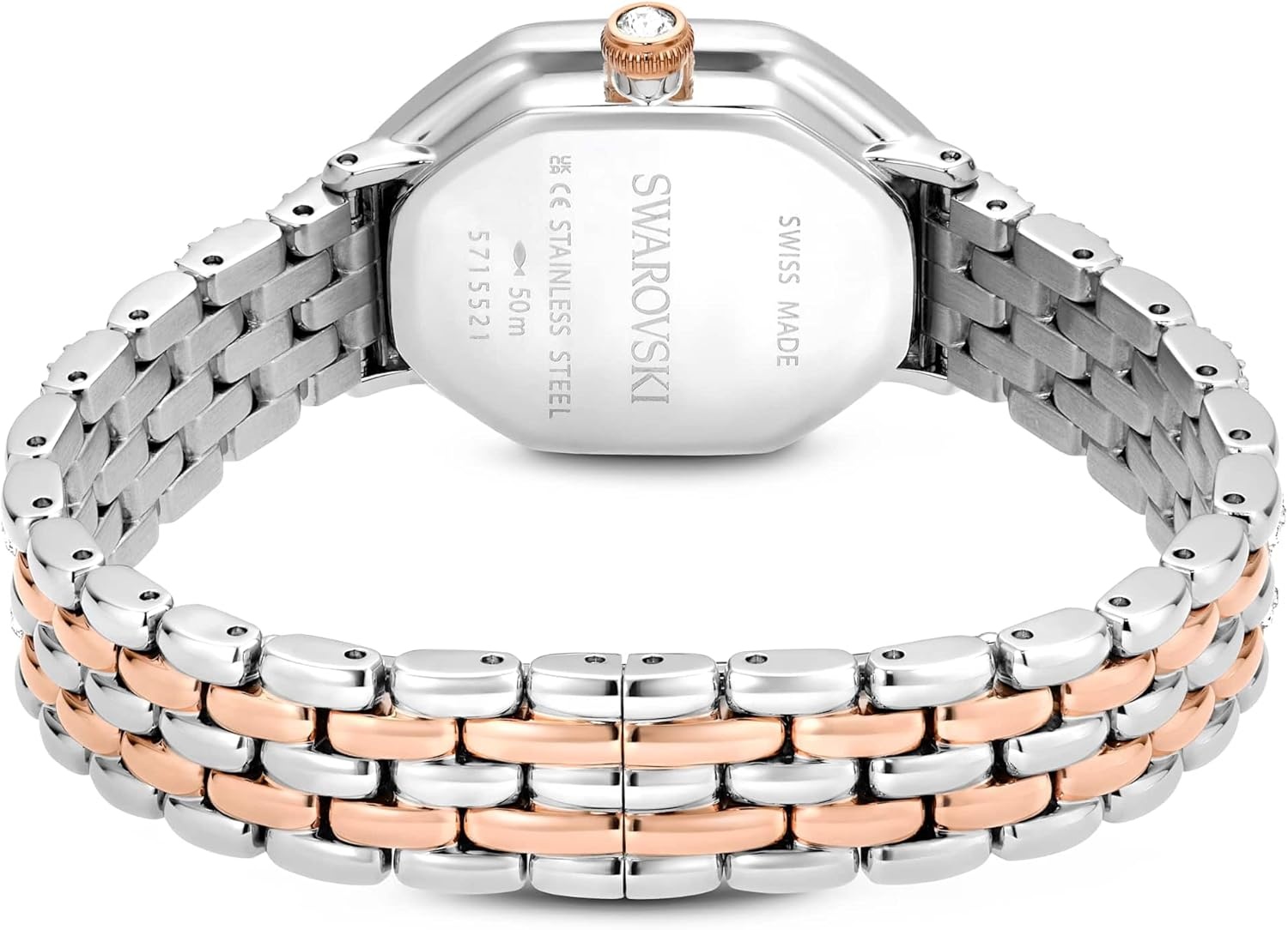 image:imageSwarovski Dextera Octagon Watch Swiss Made Metal Bracelet Silver Tone Rose GoldTone Finish