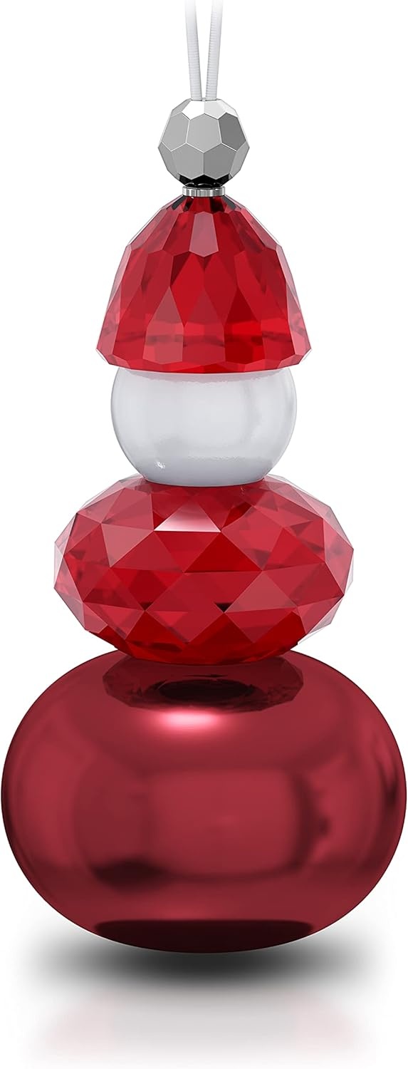 image:imageSwarovski Holiday Cheers Santa Claus Ornament Red Swarovski Crystals Lacquered Metal and White Pearl on White Thread Part of the Swarovski Holiday Cheers Collection
