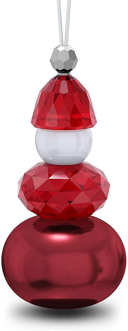 image:imageSwarovski Holiday Cheers Santa Claus Ornament Red Swarovski Crystals Lacquered Metal and White Pearl on White Thread Part of the Swarovski Holiday Cheers Collection