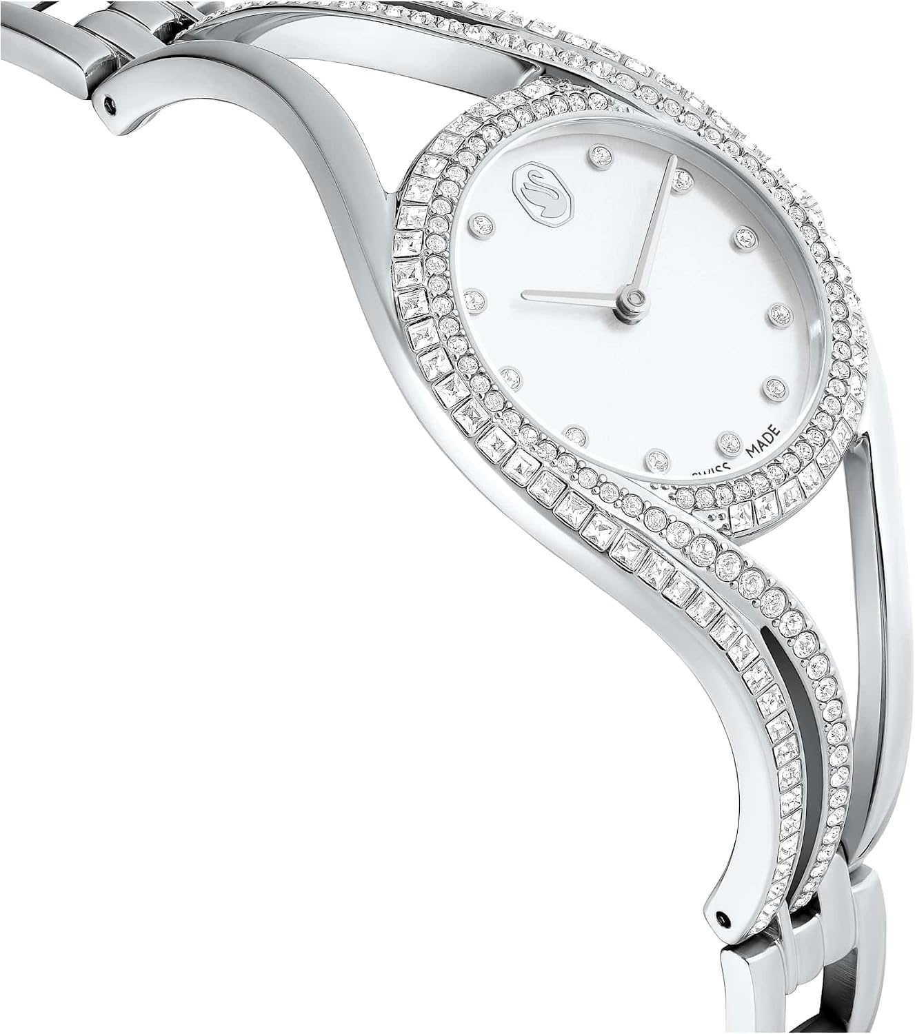 image:imageSwarovski Hyperbola Bangle Watch Swiss Made Metal Bracelet Silver Tone Stainless Steel