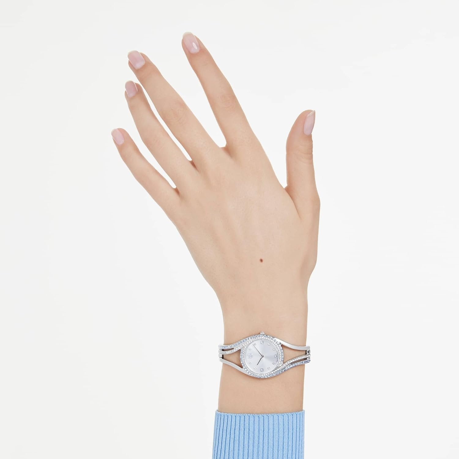 image:imageSwarovski Hyperbola Bangle Watch Swiss Made Metal Bracelet Silver Tone Stainless Steel