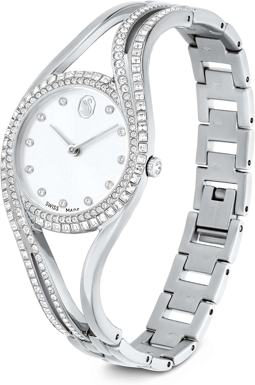 image:imageSwarovski Hyperbola Bangle Watch Swiss Made Metal Bracelet Silver Tone Stainless Steel