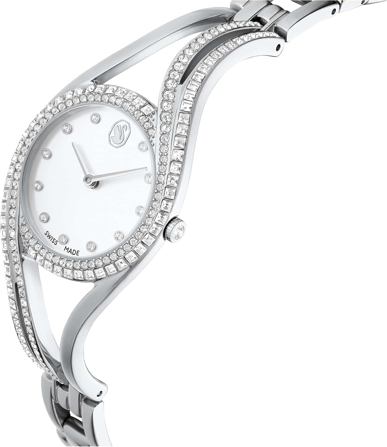 image:imageSwarovski Hyperbola Bangle Watch Swiss Made Metal Bracelet Silver Tone Stainless Steel