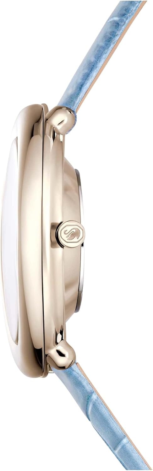 image:imageSwarovski Imber Watch Swiss Made Leather Strap Blue Champagne GoldTone Finish
