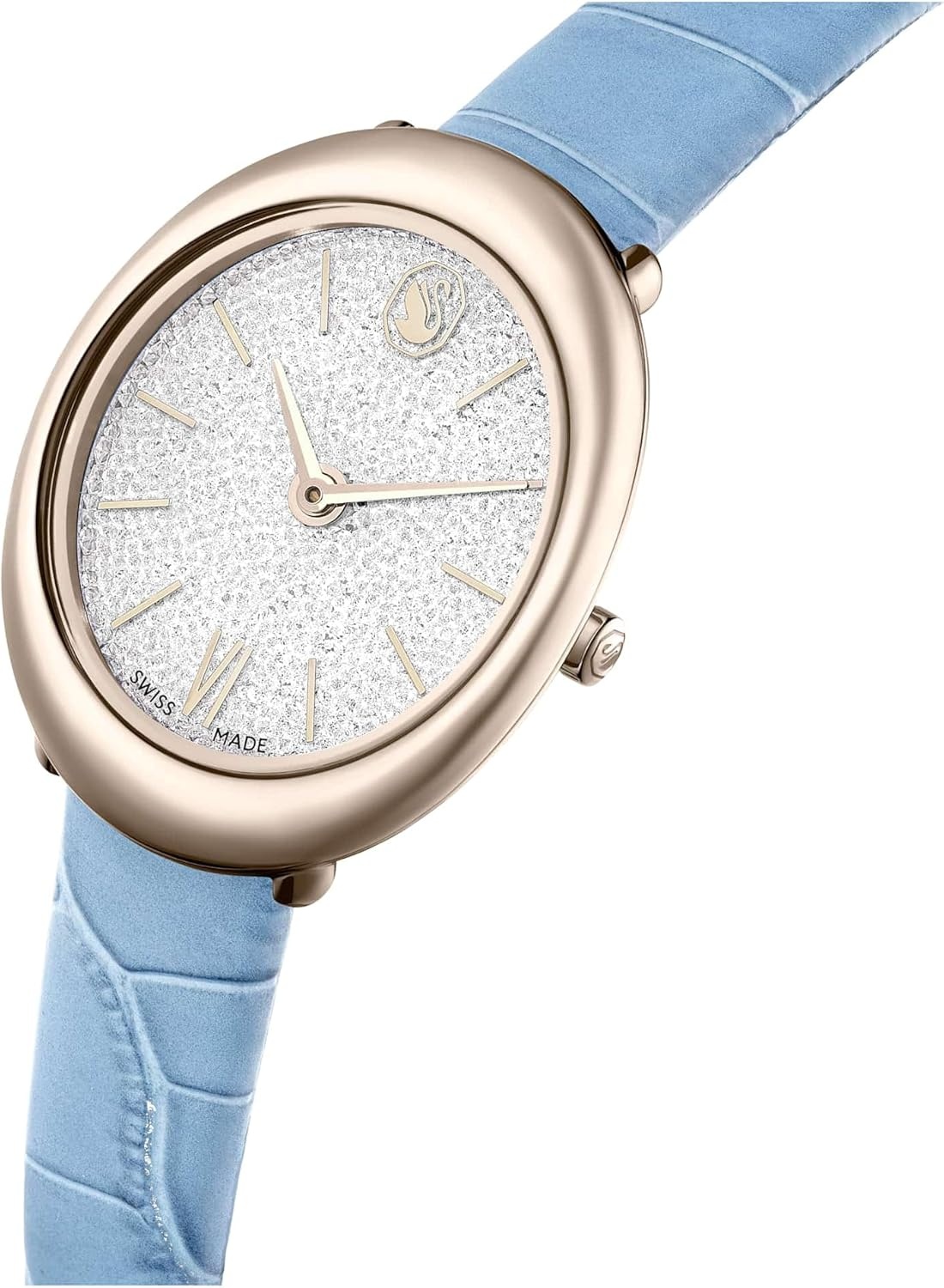 image:imageSwarovski Imber Watch Swiss Made Leather Strap Blue Champagne GoldTone Finish