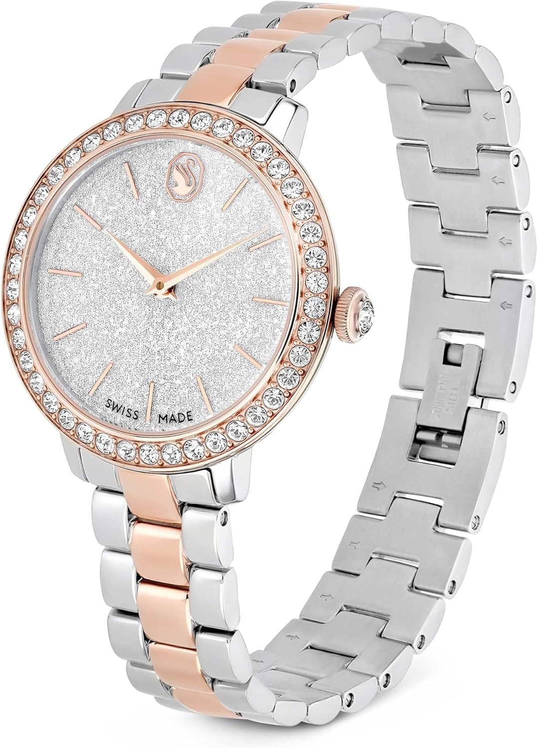 image:imageSwarovski Matrix 3Link Watch Swiss MadeMetal Bracelet Clear Crystals Rose GoldTone Finish Stainless SteelRoseGold Tone Finish