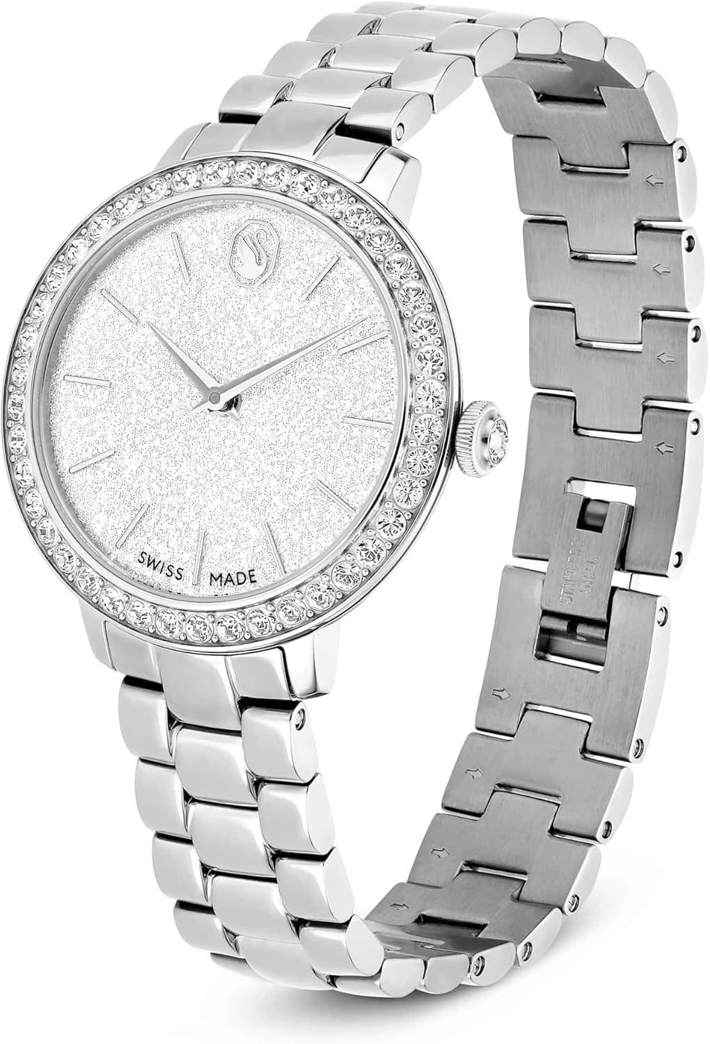 image:imageSwarovski Matrix 3Link Watch Swiss MadeMetal Bracelet Clear Crystals Rose GoldTone Finish Stainless SteelSilve Tone