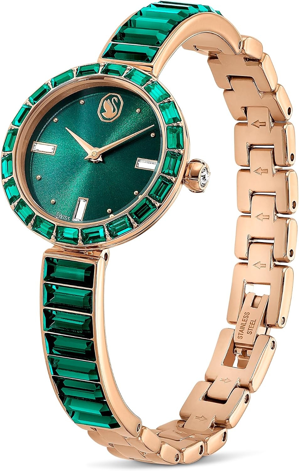 image:imageSwarovski Matrix Bangle Watch Swiss Made Crystal Bracelet Silver Tone Stainless SteelGreen Crystal