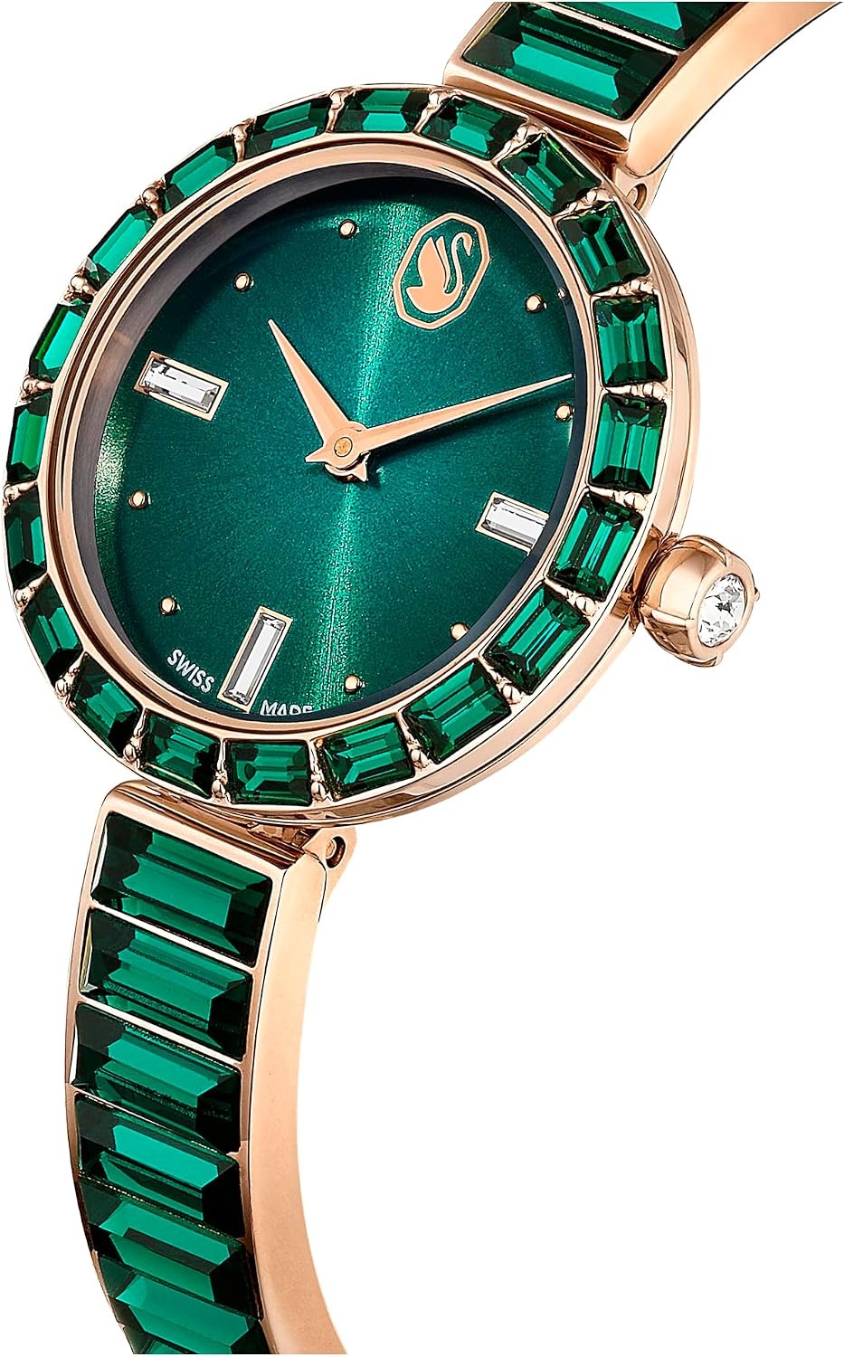 image:imageSwarovski Matrix Bangle Watch Swiss Made Crystal Bracelet Silver Tone Stainless SteelGreen Crystal