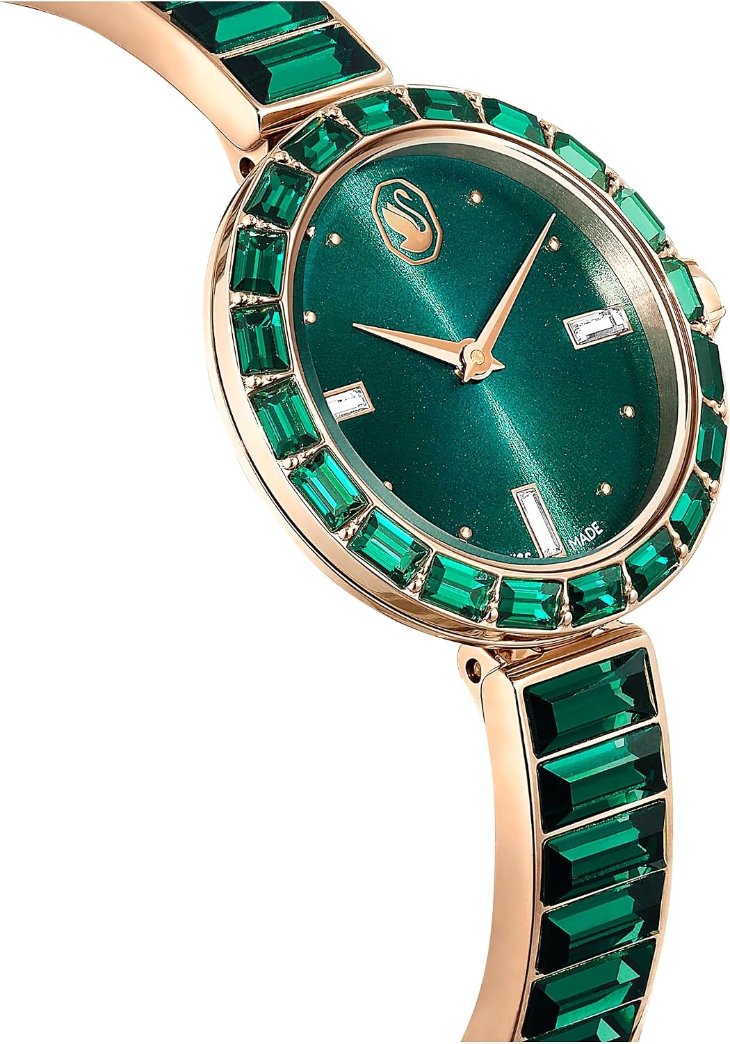 image:imageSwarovski Matrix Bangle Watch Swiss Made Crystal Bracelet Silver Tone Stainless SteelGreen Crystal