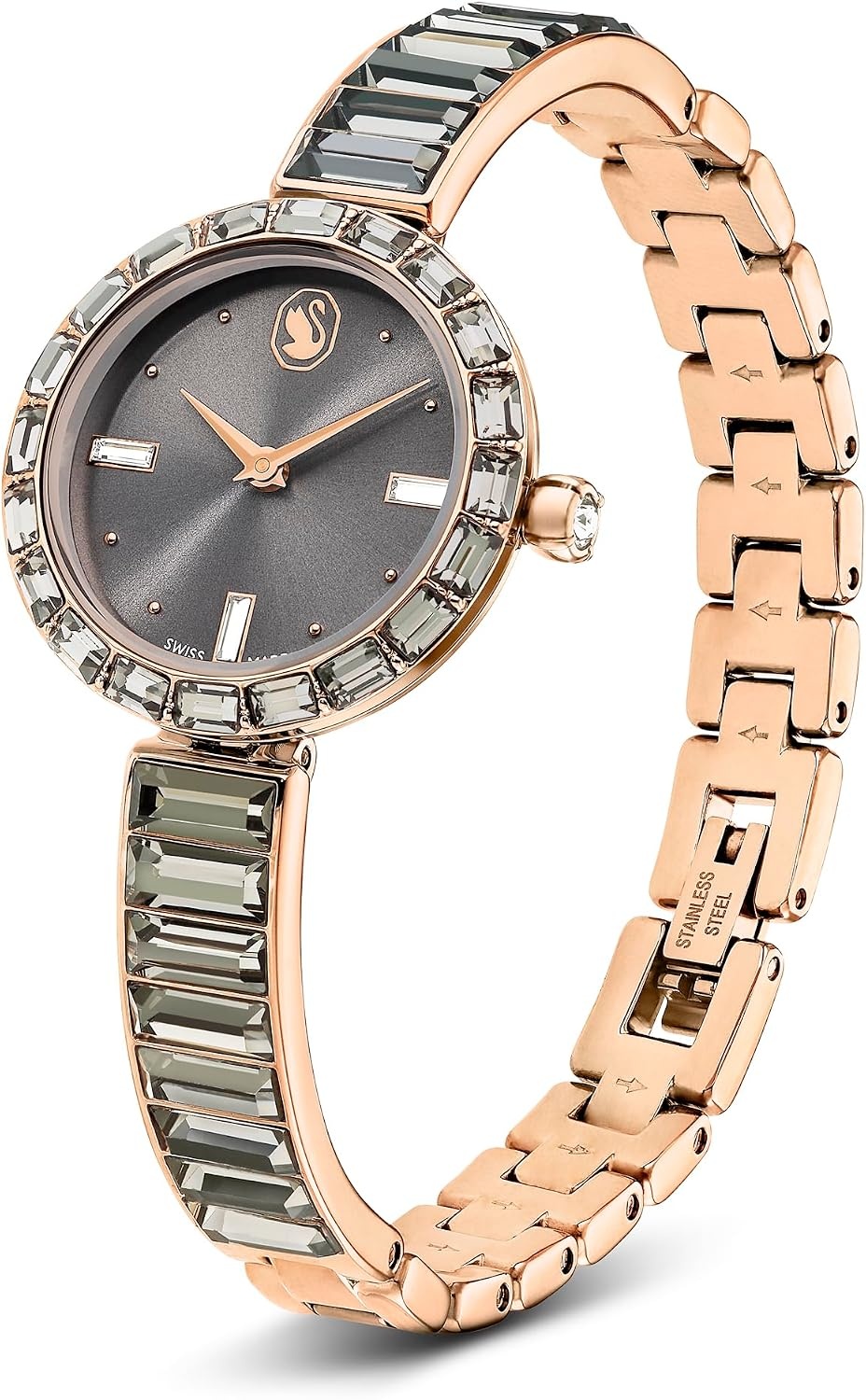image:imageSwarovski Matrix Bangle Watch Swiss Made Crystal Bracelet Silver Tone Stainless SteelGrey Crystal
