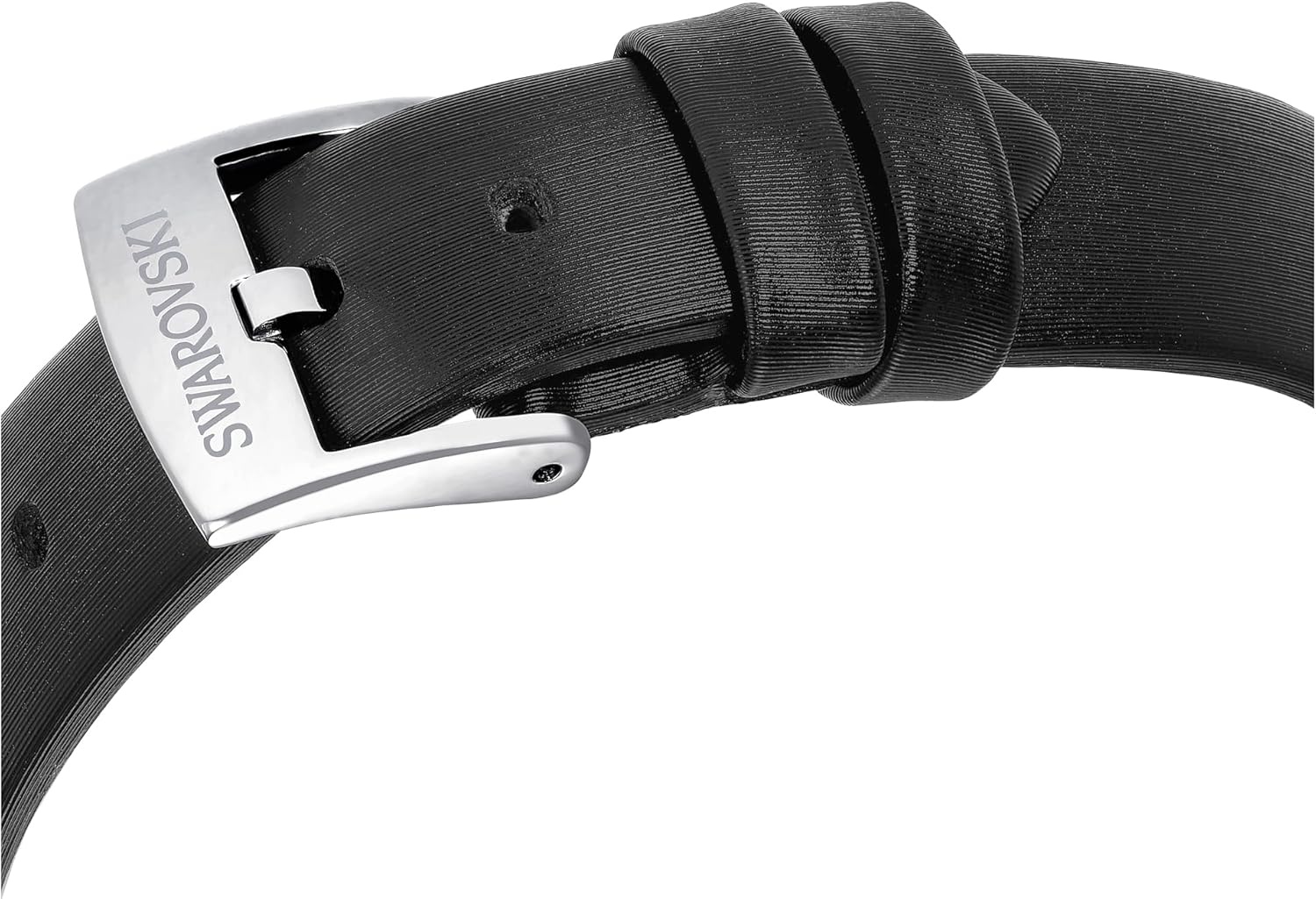 image:imageSwarovski Matrix Tennis Leather Strap Watch Swiss Made Clear Crystals Black Grey Rose GoldTone Stainless Steel FinishesBlack