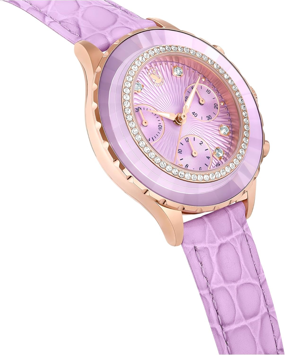 image:imageSwarovski Octea Chrono Watch Swiss Made Leather Strap Purple Rose GoldTone Finish