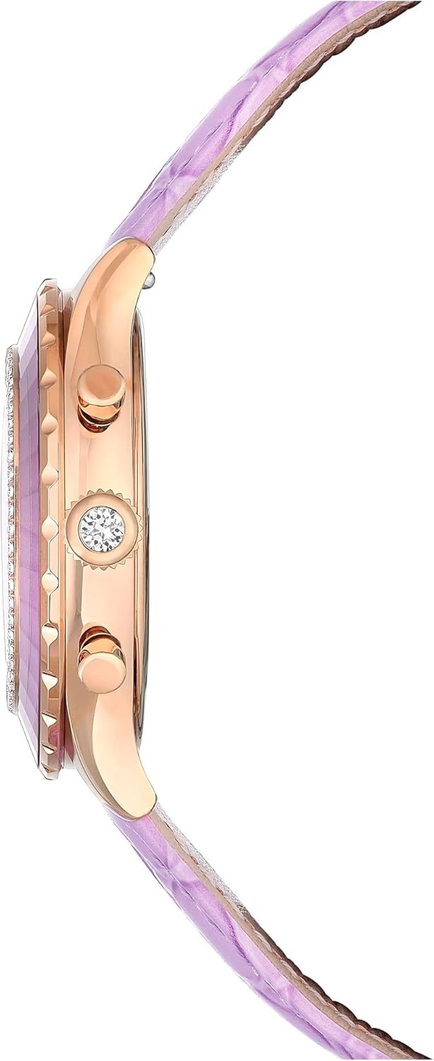 image:imageSwarovski Octea Chrono Watch Swiss Made Leather Strap Purple Rose GoldTone Finish
