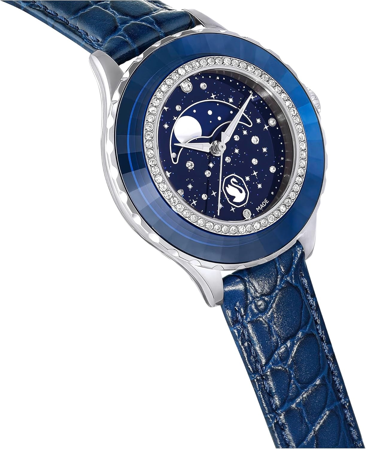 image:imageSwarovski Octea Moon Watch Swiss Made Moon Leather Strap Blue Stainless Steel