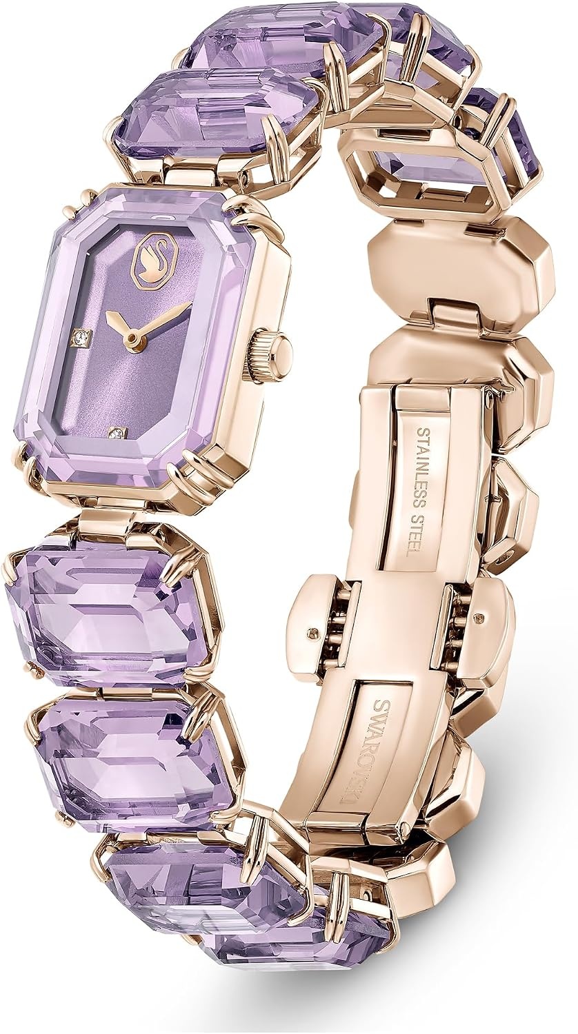 image:imageSwarovski Watch Octagon Cut Bracelet Purple Champagne GoldTone Finish