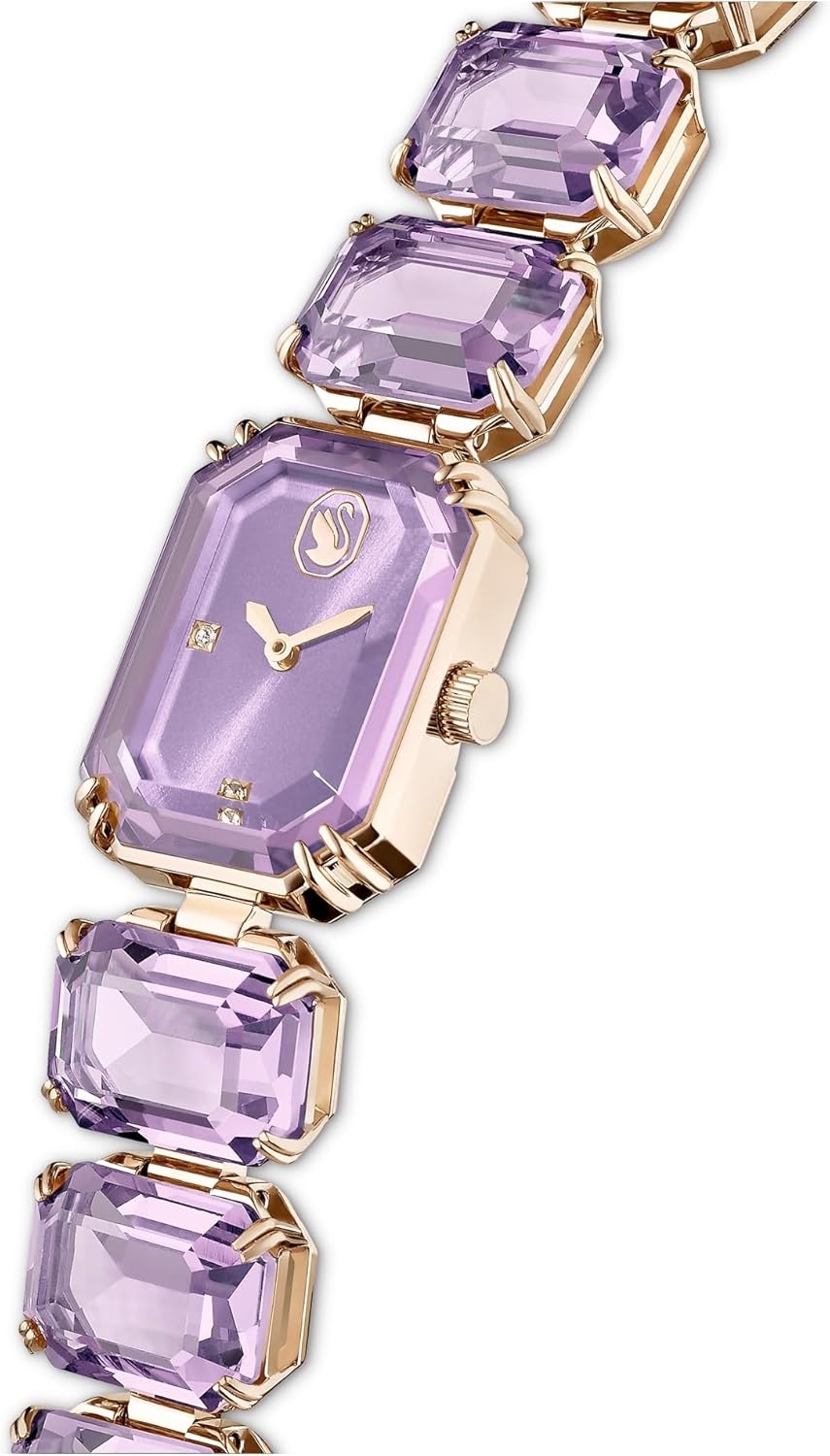 image:imageSwarovski Watch Octagon Cut Bracelet Purple Champagne GoldTone Finish