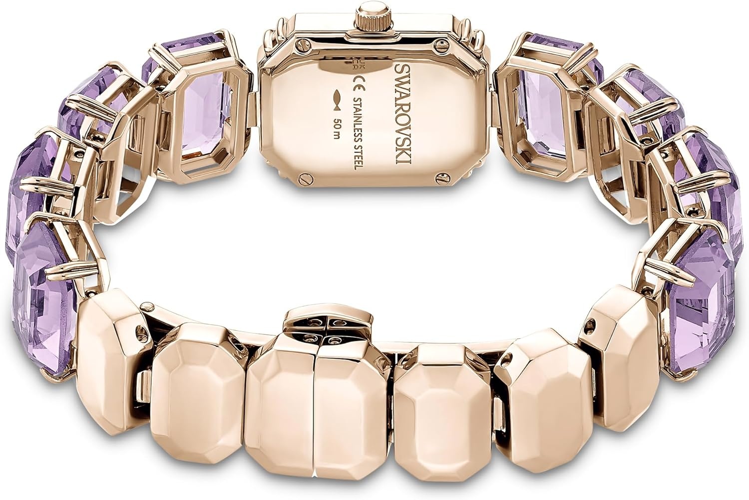 image:imageSwarovski Watch Octagon Cut Bracelet Purple Champagne GoldTone Finish