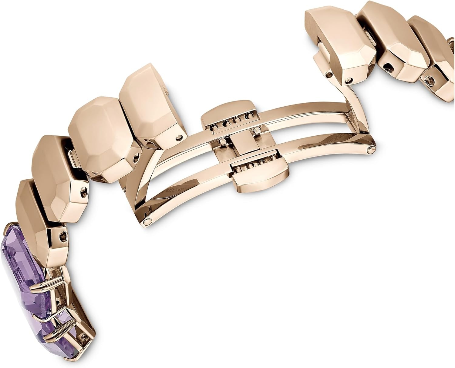 image:imageSwarovski Watch Octagon Cut Bracelet Purple Champagne GoldTone Finish