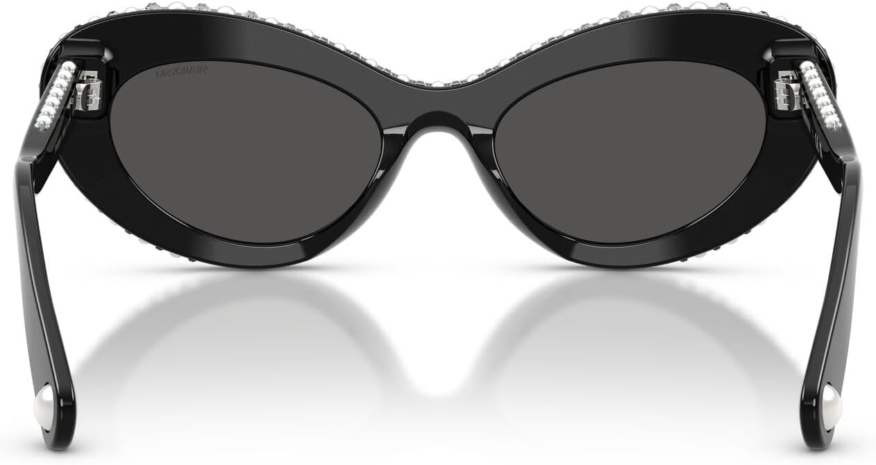 image:imageSwarovski Womens SK6061U Universal Fit Cat Eye Sunglasses51 mmBlackCrystalDark Grey
