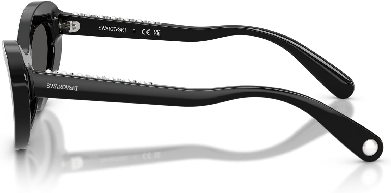 image:imageSwarovski Womens SK6061U Universal Fit Cat Eye Sunglasses51 mmBlackSilverDark Grey