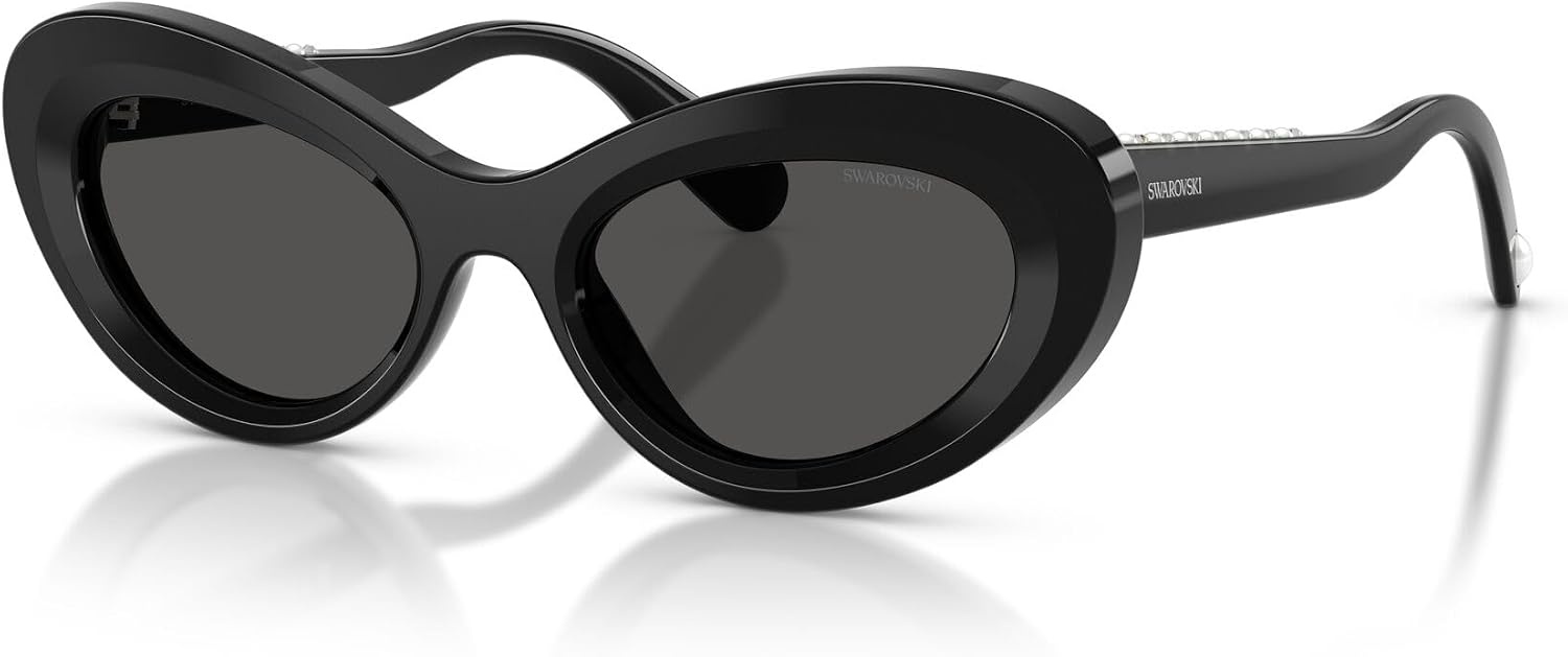 image:imageSwarovski Womens SK6061U Universal Fit Cat Eye Sunglasses51 mmBlackSilverDark Grey