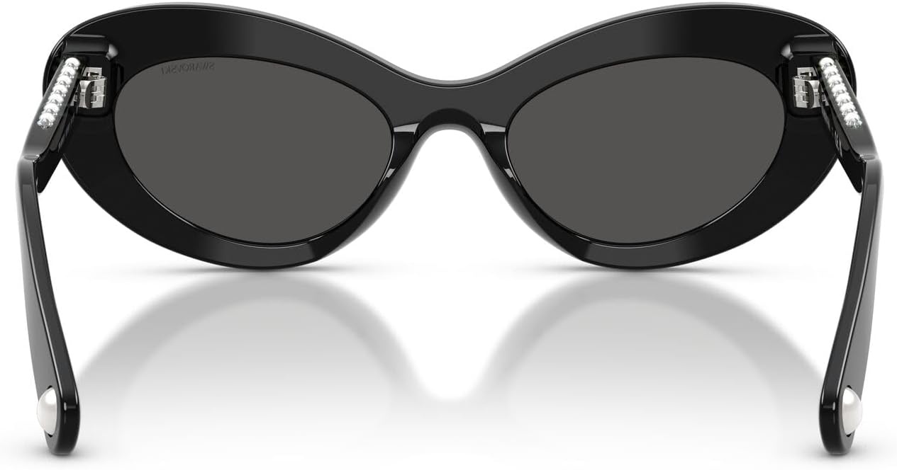 image:imageSwarovski Womens SK6061U Universal Fit Cat Eye Sunglasses51 mmBlackSilverDark Grey