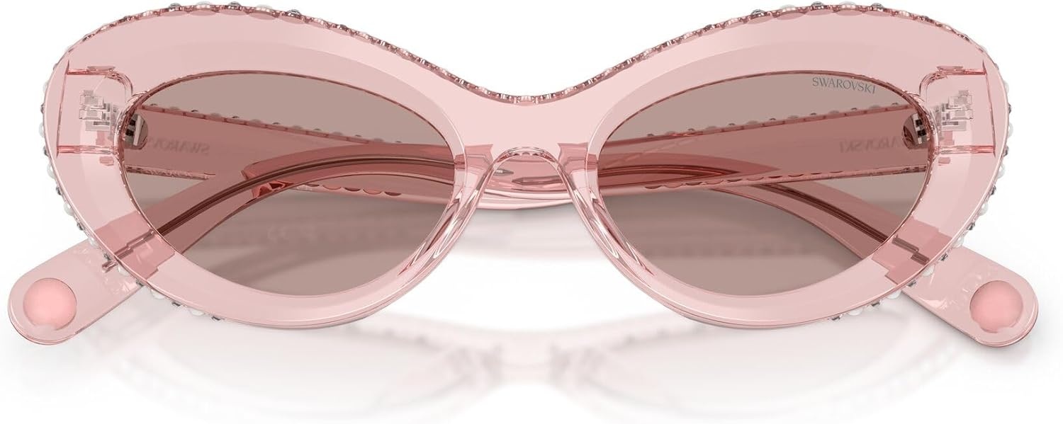 image:imageSwarovski Womens SK6061U Universal Fit Cat Eye Sunglasses51 mmTransparent Dark PinkLight Purple Brown
