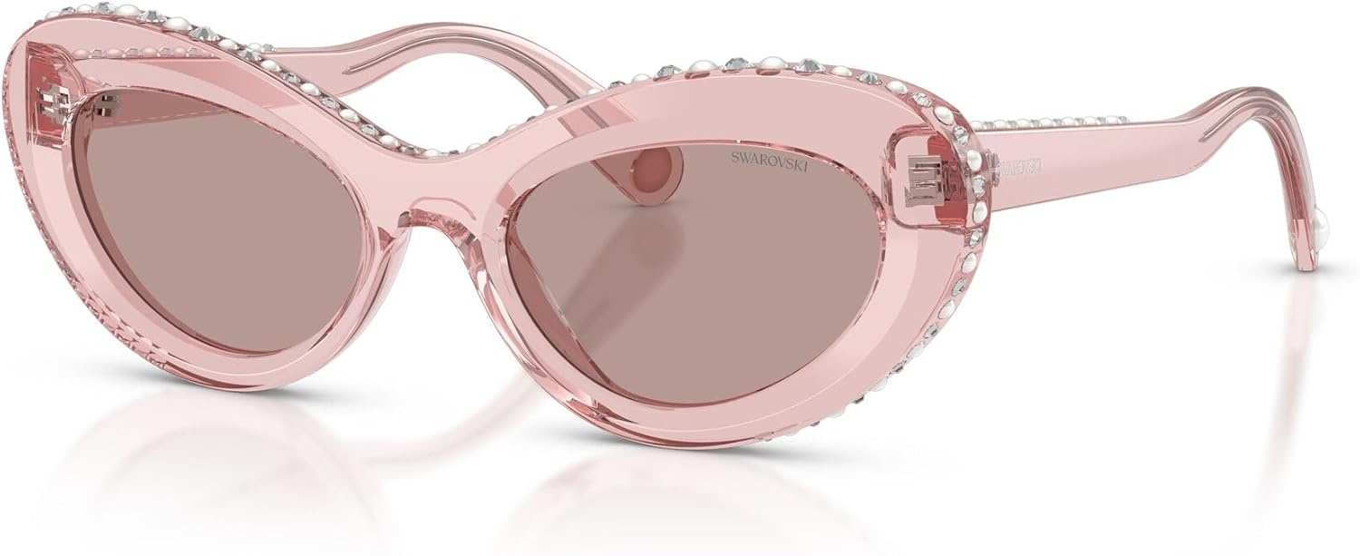 image:imageSwarovski Womens SK6061U Universal Fit Cat Eye Sunglasses51 mmTransparent Dark PinkLight Purple Brown