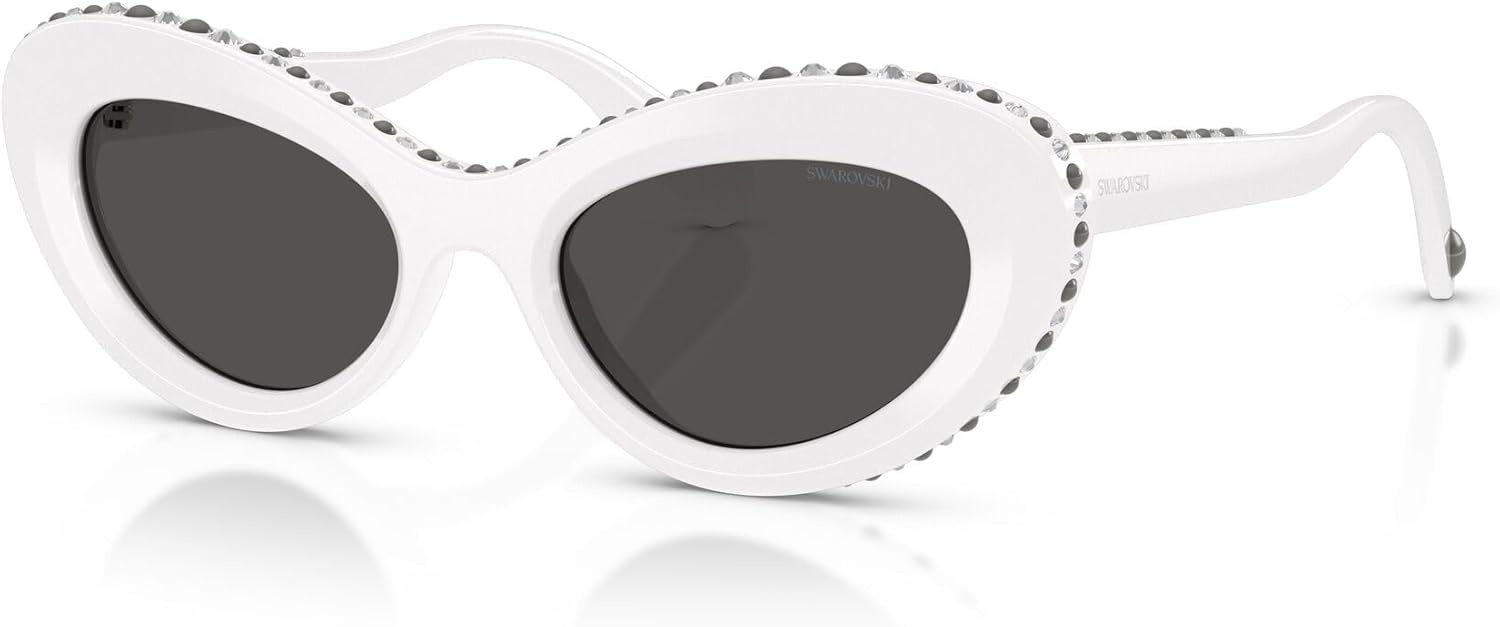 image:imageSwarovski Womens SK6061U Universal Fit Cat Eye Sunglasses51 mmWhiteDark Grey