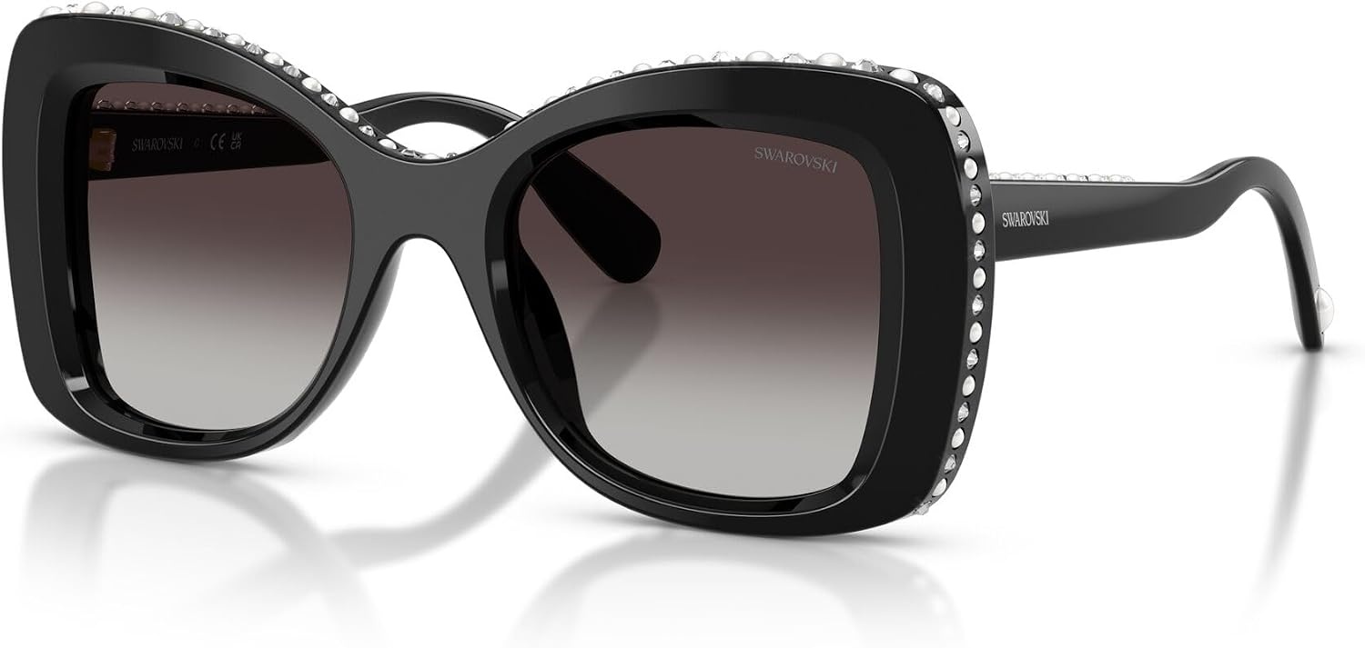 image:imageSwarovski Womens SK6062U Universal Fit Butterfly Sunglasses 51 mmBlackGradient Grey