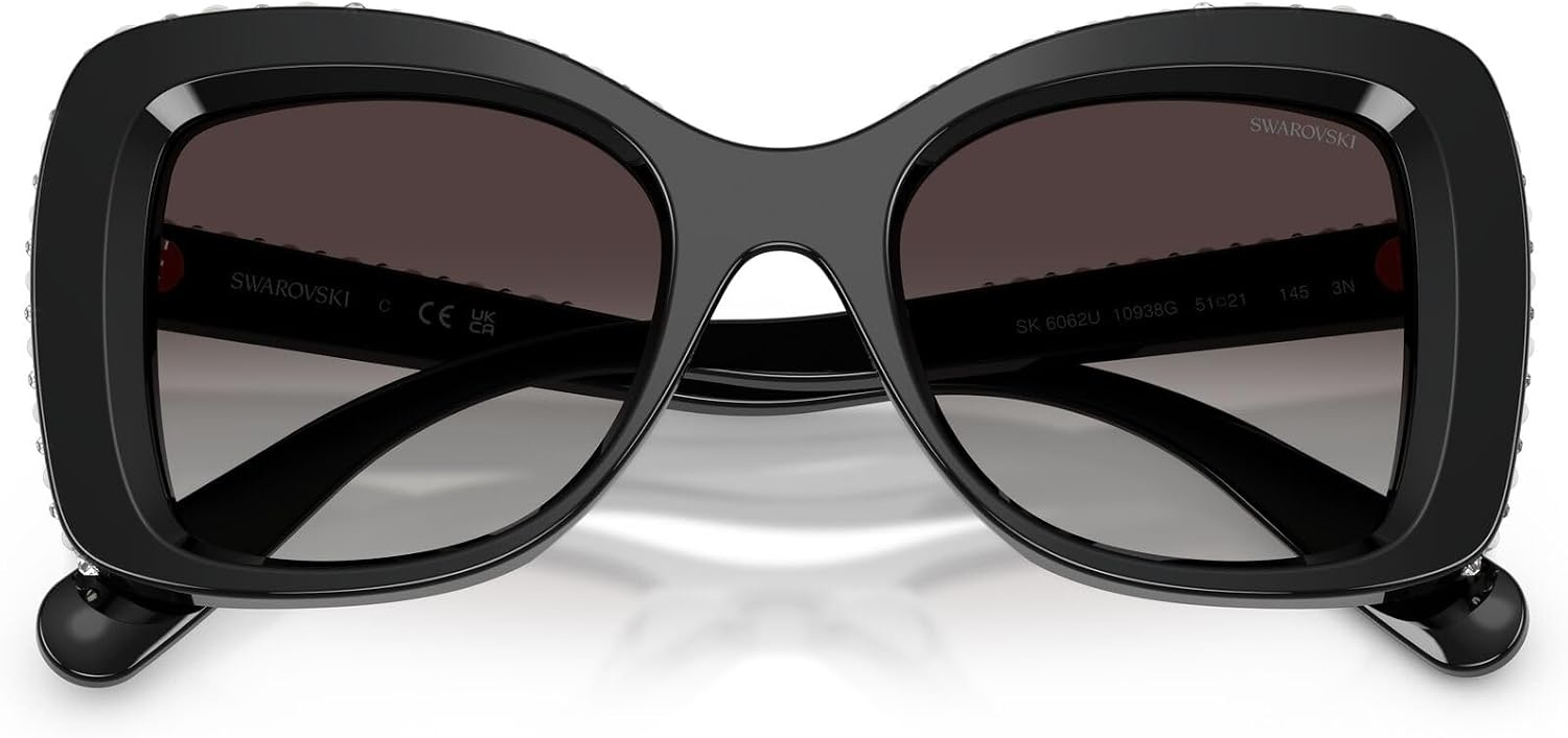 image:imageSwarovski Womens SK6062U Universal Fit Butterfly Sunglasses 51 mmBlackGradient Grey