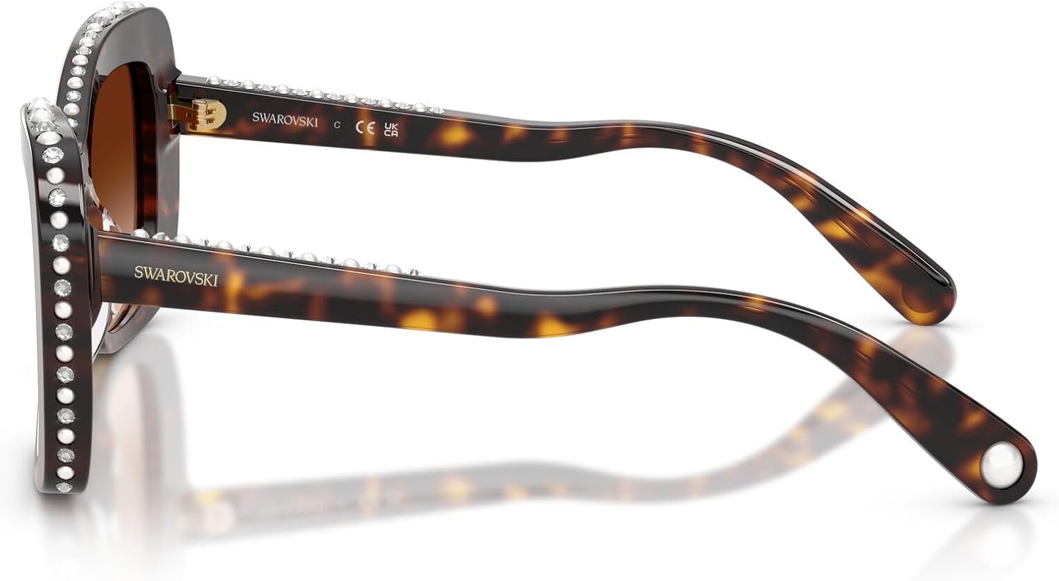image:imageSwarovski Womens SK6062U Universal Fit Butterfly Sunglasses 51 mmHavana Tortoise CrystalGradient Brown