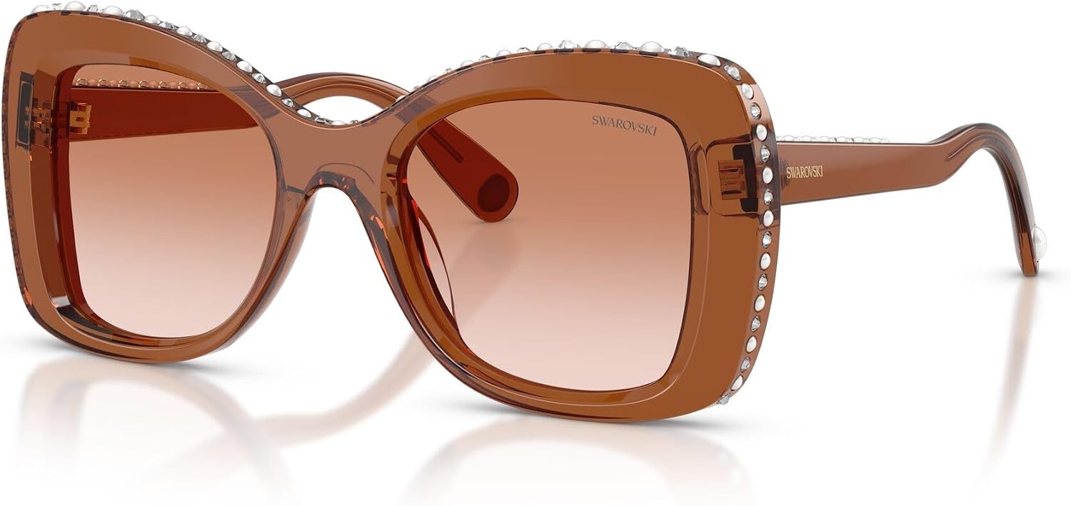 image:imageSwarovski Womens SK6062U Universal Fit Butterfly Sunglasses 51 mmTransparent BrownGradient Brown
