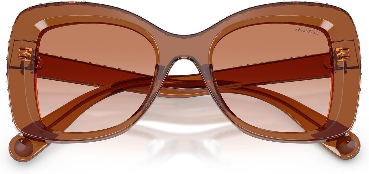 image:imageSwarovski Womens SK6062U Universal Fit Butterfly Sunglasses 51 mmTransparent BrownGradient Brown