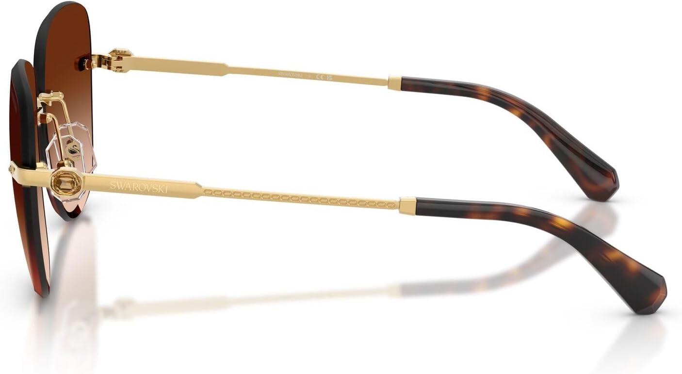 image:imageSwarovski Womens SK7043 Square Sunglasses58 mmGoldGradient Dark Brown
